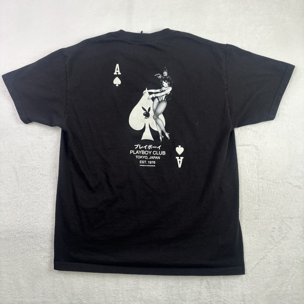 Playboy Club Ace Of Spade Tokyo Japan Black Short Sleeve Graphic Shirt Men's LG